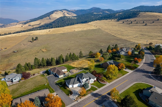 aerial view with a mountain view