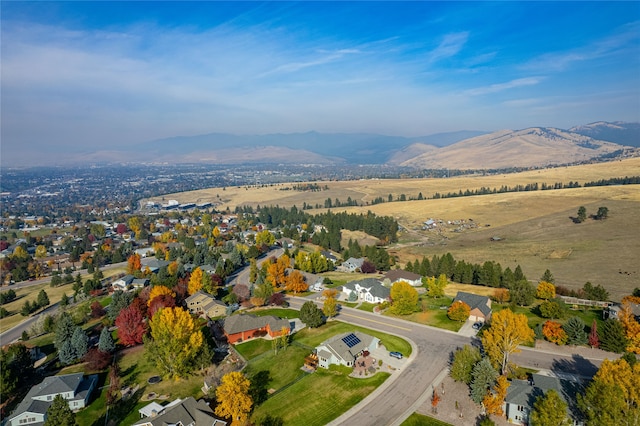 aerial view with a mountain view