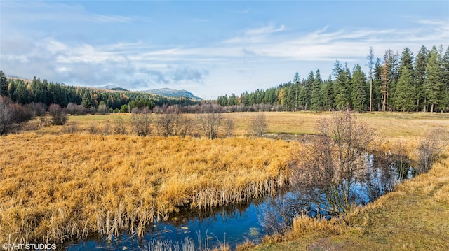 view of mountain feature with a water view