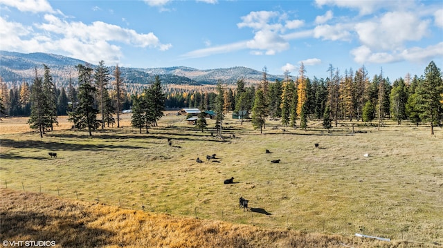 view of mountain feature with a rural view