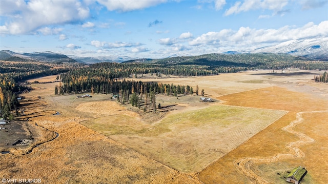 birds eye view of property with a rural view and a mountain view