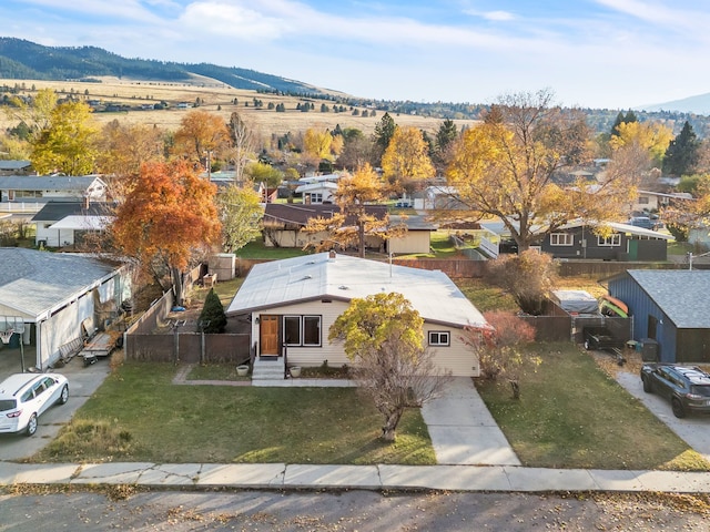 aerial view featuring a mountain view