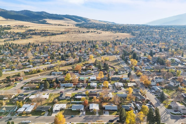 bird's eye view with a mountain view