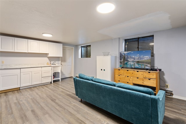 living room with light hardwood / wood-style floors