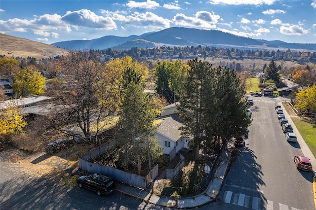 bird's eye view featuring a mountain view