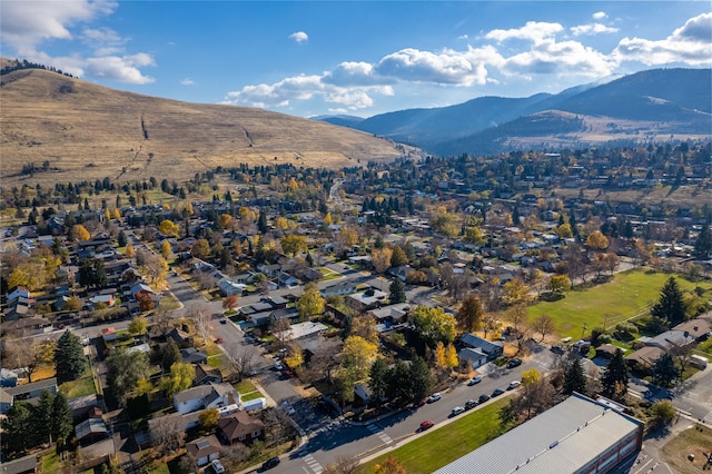 drone / aerial view with a mountain view