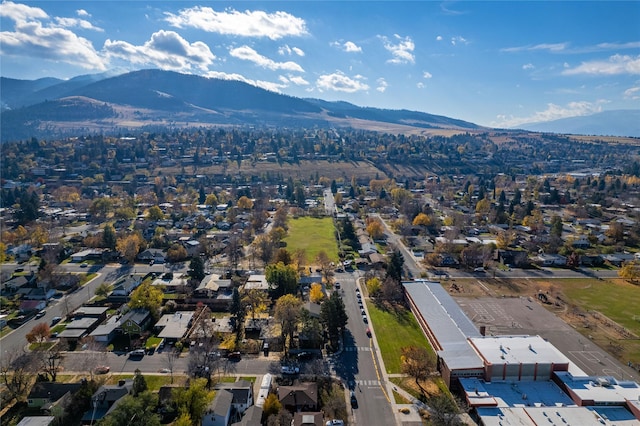 birds eye view of property with a mountain view