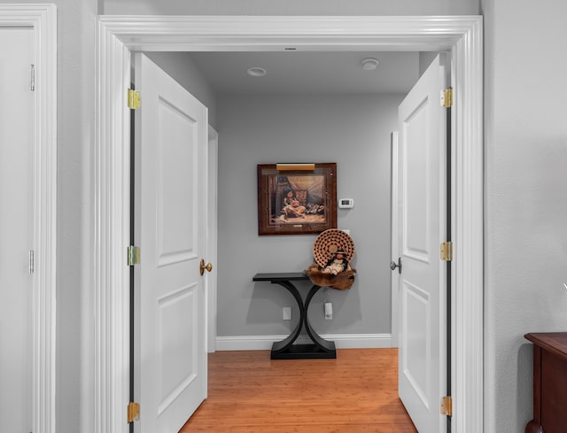 hall featuring light wood-type flooring