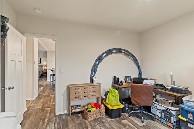 office space with hardwood / wood-style flooring