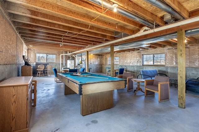 game room featuring plenty of natural light and pool table