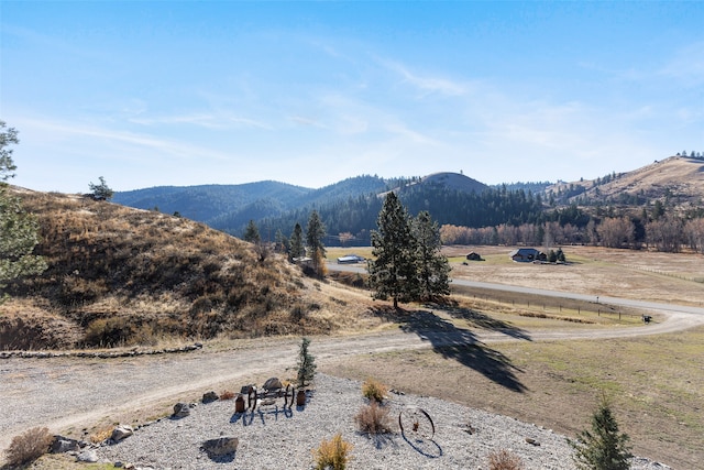 mountain view with a rural view