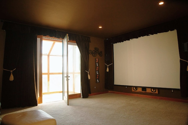 view of carpeted cinema room