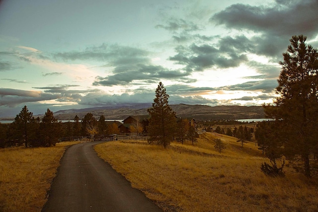 view of road with a mountain view