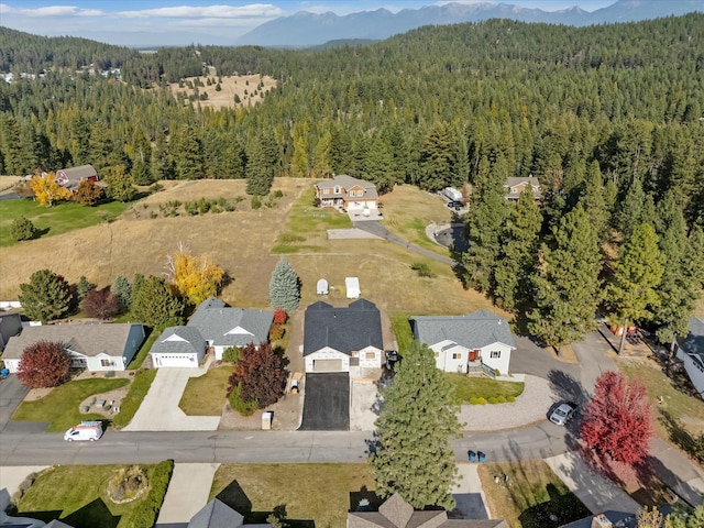 bird's eye view with a mountain view