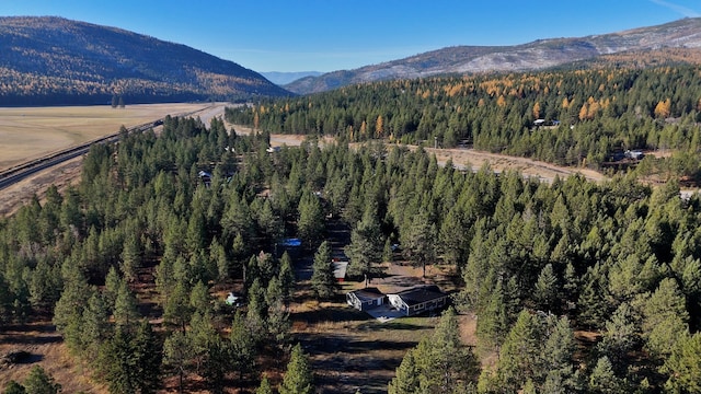 aerial view with a mountain view