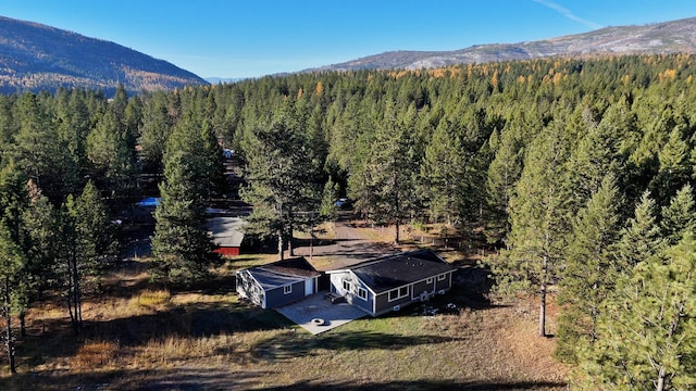 drone / aerial view with a mountain view