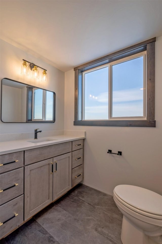 bathroom with toilet and vanity