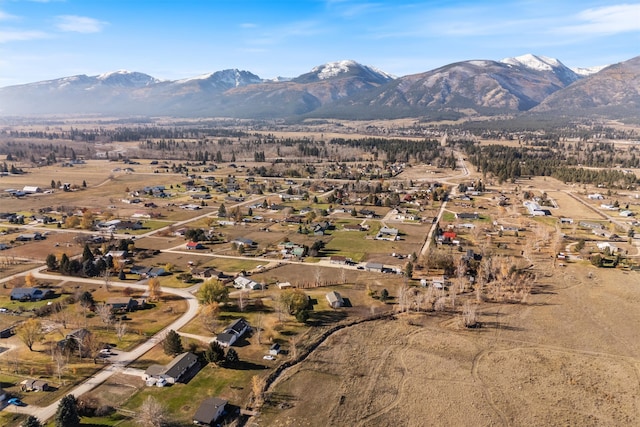 bird's eye view with a mountain view