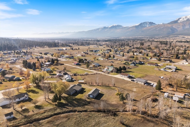 bird's eye view with a mountain view