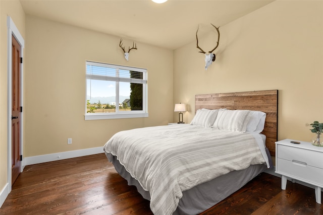 bedroom featuring dark hardwood / wood-style floors