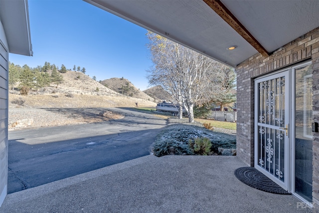 exterior space with a mountain view