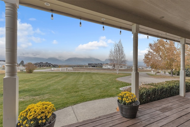 view of yard with a wooden deck