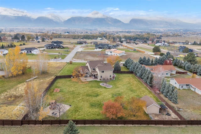 bird's eye view featuring a mountain view