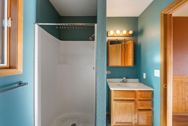 128 Ledgewood Dr, Bigfork, MT 59911 - full bathroom with a stall shower and vanity