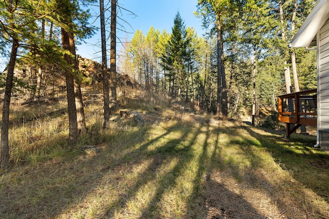 view of yard with a deck