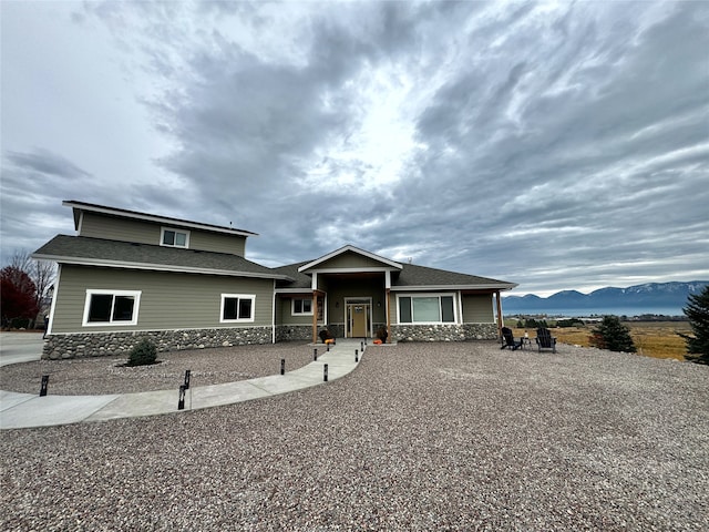 view of front facade with a mountain view