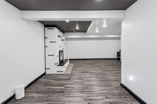 interior space with dark hardwood / wood-style flooring