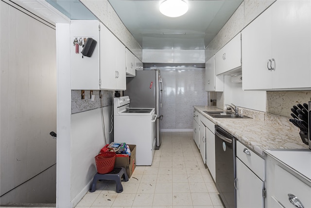 kitchen with white cabinets, sink, dishwasher, and electric range