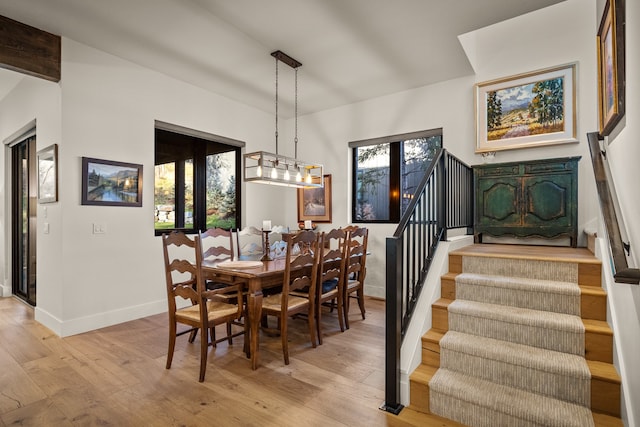 dining area with light hardwood / wood-style flooring