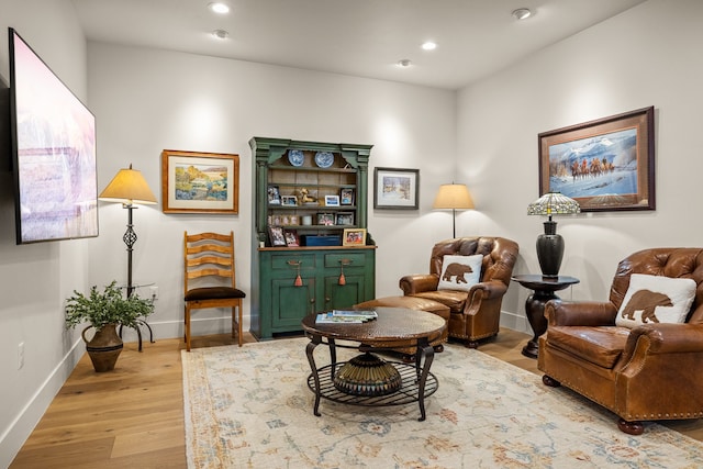 sitting room with light wood-type flooring