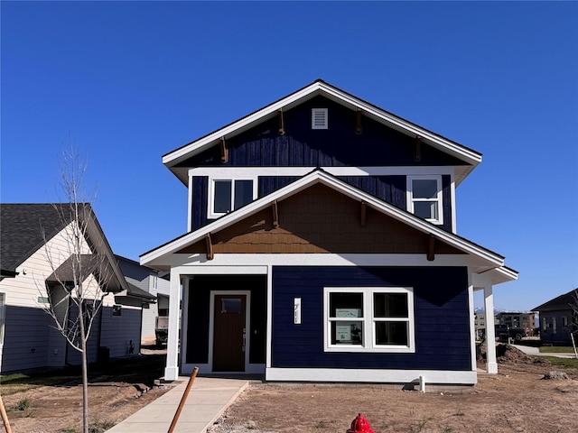 view of front facade featuring covered porch