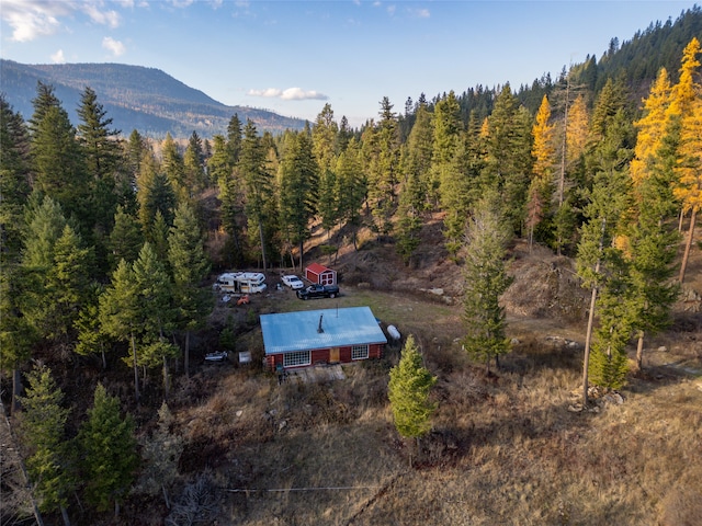 bird's eye view with a mountain view