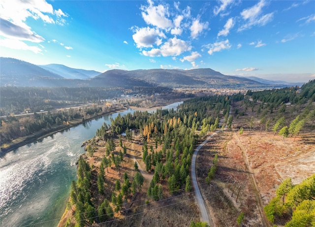 aerial view with a water and mountain view