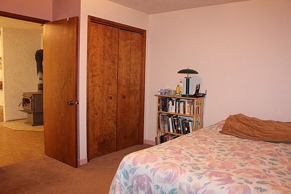 bedroom featuring carpet floors and a closet