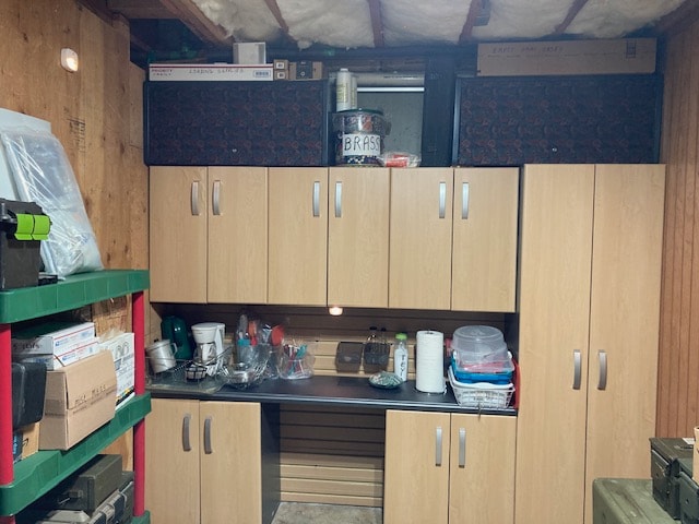 kitchen featuring light brown cabinetry