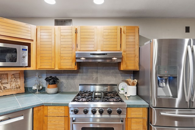 kitchen featuring appliances with stainless steel finishes and decorative backsplash