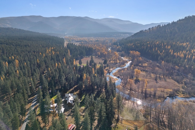 birds eye view of property with a mountain view