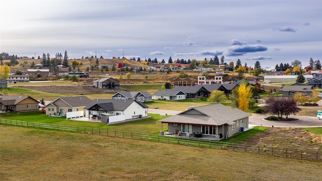 bird's eye view with a rural view