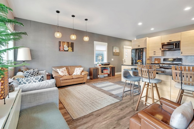 living room featuring light hardwood / wood-style flooring