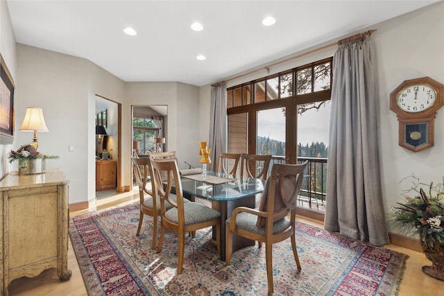 dining room featuring light hardwood / wood-style floors and a healthy amount of sunlight