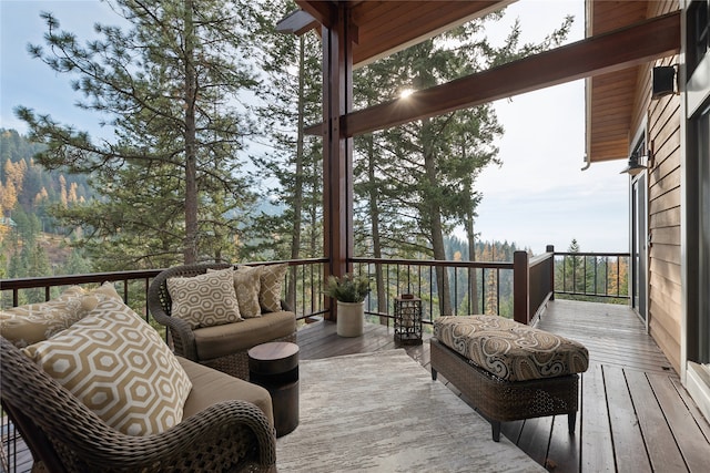 deck featuring an outdoor living space