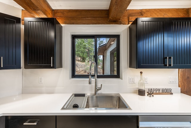 469 Owings Creek Loop, Hamilton, MT 59840 - kitchen featuring beam ceiling, light countertops, and dishwasher