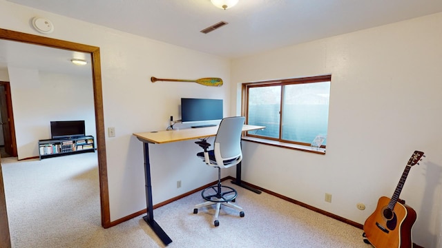 view of carpeted office space