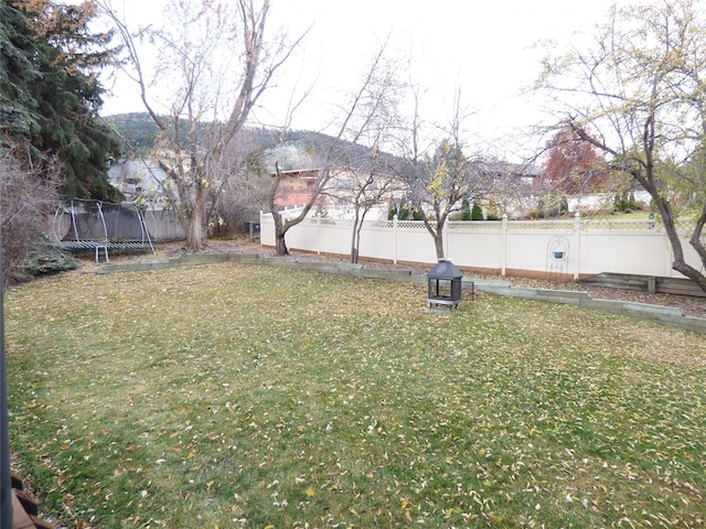 view of yard with a trampoline