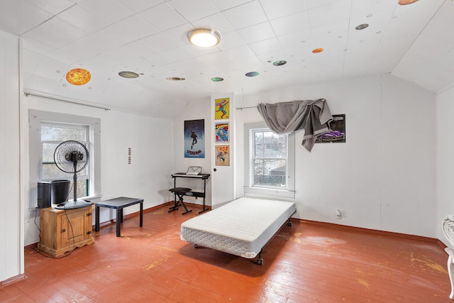 interior space featuring vaulted ceiling and hardwood / wood-style flooring