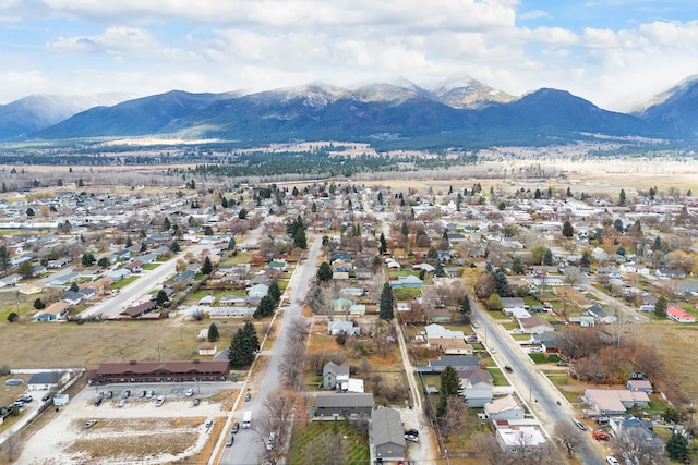 aerial view with a mountain view